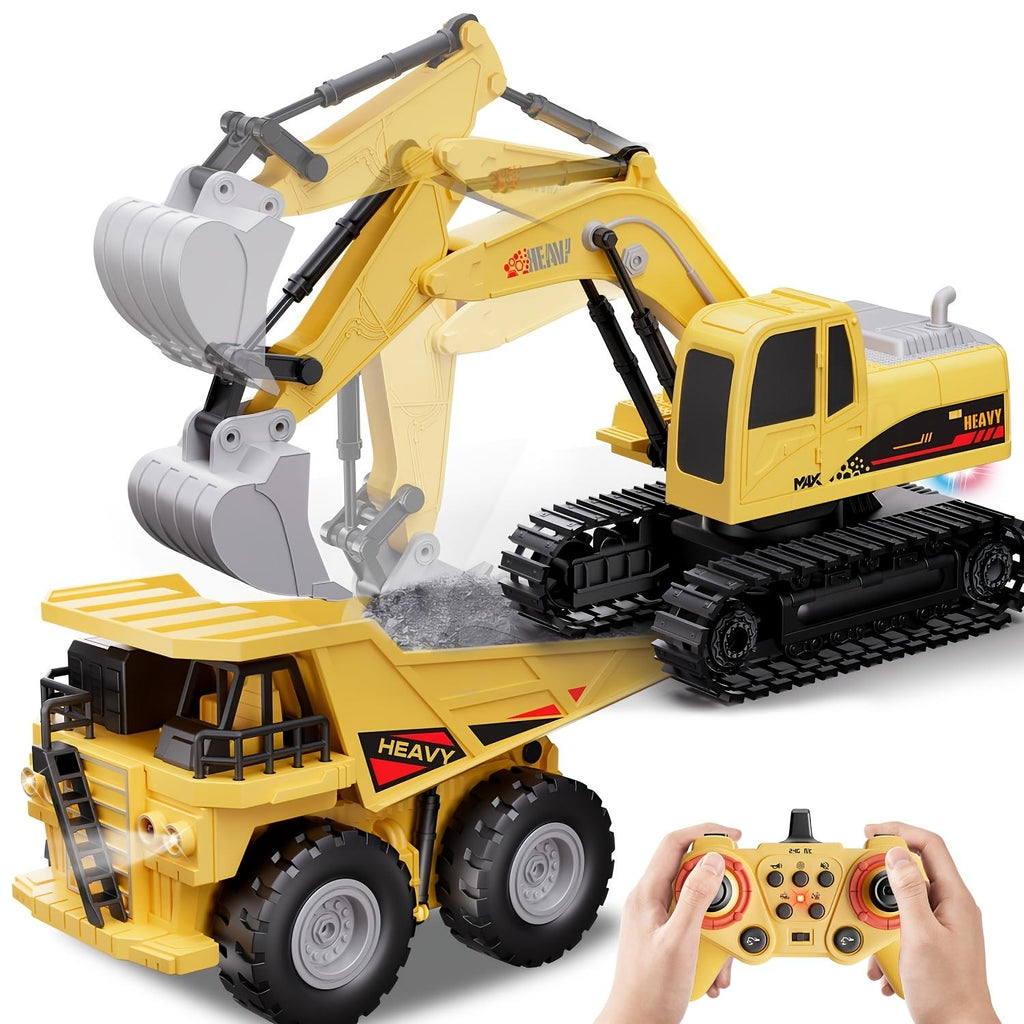 Ensemble de véhicules de construction d'excavatrice à télécommande Jouet de construction pédagogique pour enfant