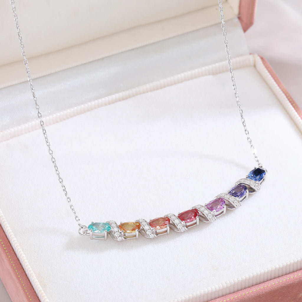 S925 Collier de pierre gemme en arc-en-ciel en argent sterling Lab-Grown 45cm Coupe ovale avec couleur D VVS1 M