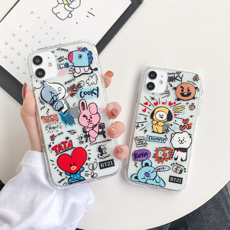 Caricature ours et lapin téléphone portable cas