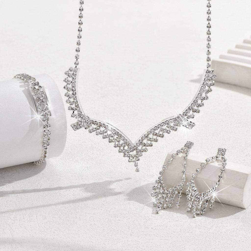 Ensemble de bijoux pour femmes en forme de V CZ 3Pcs