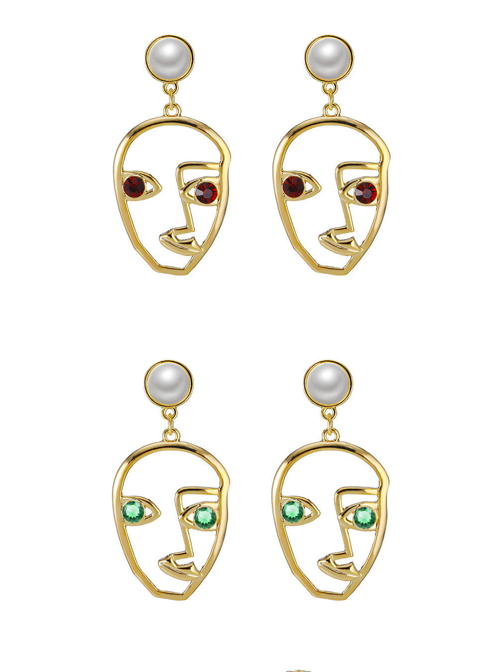 Boucles d'oreilles en perles de la personnalité du visage coréen