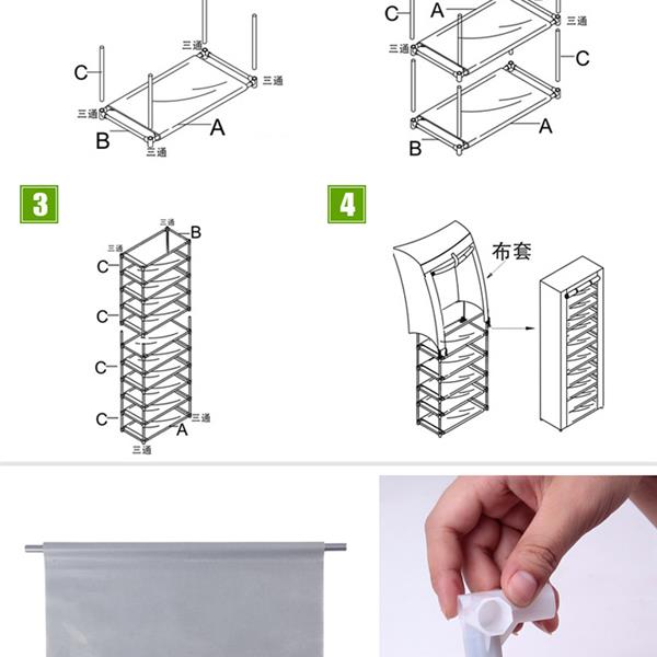10 calques 9 grilles Non-tissé tissu Cabinet de chaussures Vin rouge Couleur