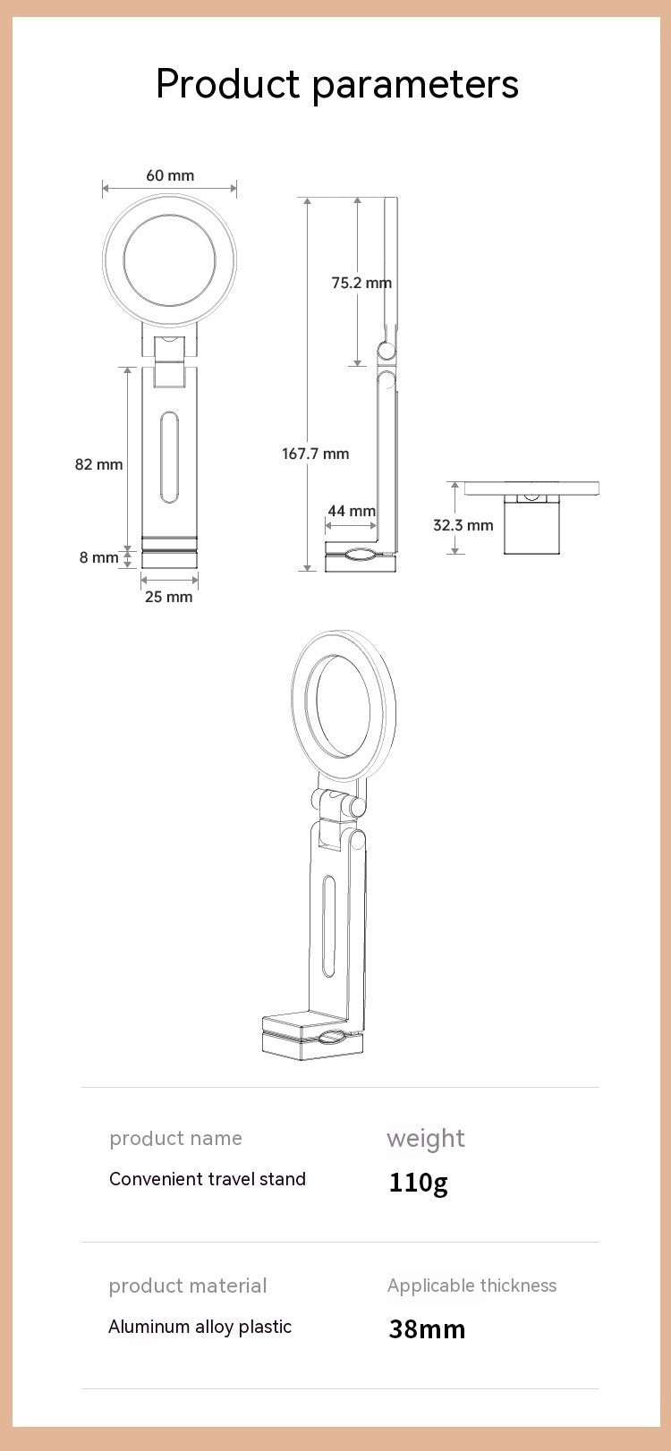 Support magnétique de téléphone mobile roulant à 360 degrés