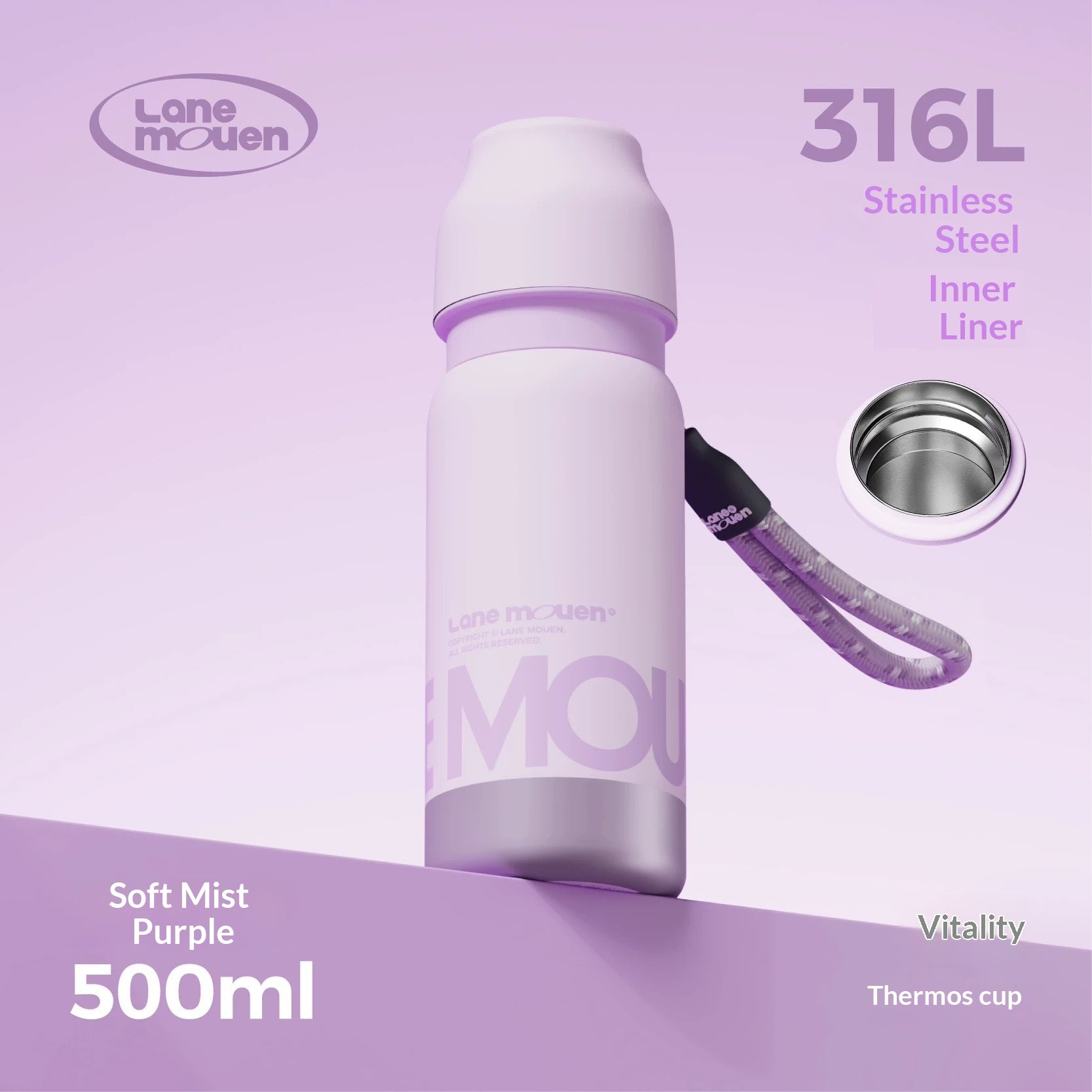 Coupe en acier inoxydable haute esthétique et bouteille d'eau thermique pour les hommes