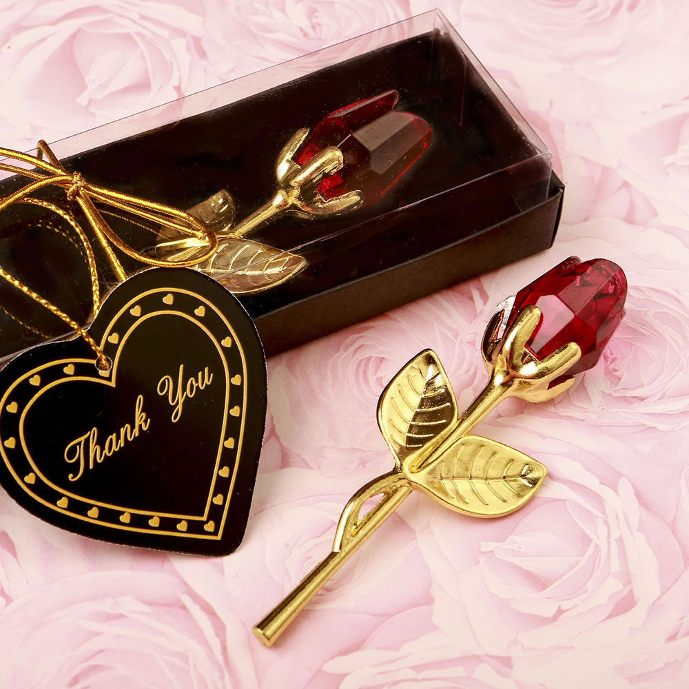 Cadeau de la Saint Valentin à la fleur de rose dorée en cristal