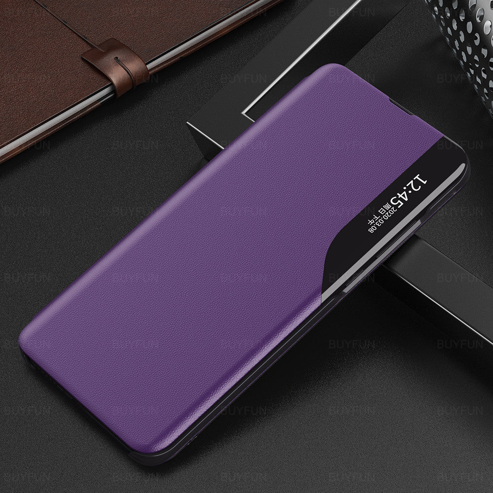 Demi-fenêtre Holster Coque de téléphone portable Affichage latéral Couverture de dormance