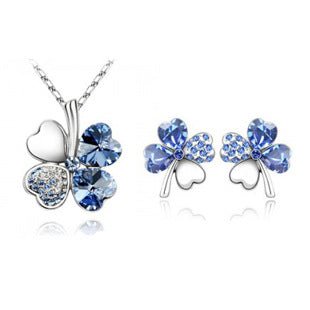 Boucles d'oreilles en cristal à quatre feuilles de trèfle