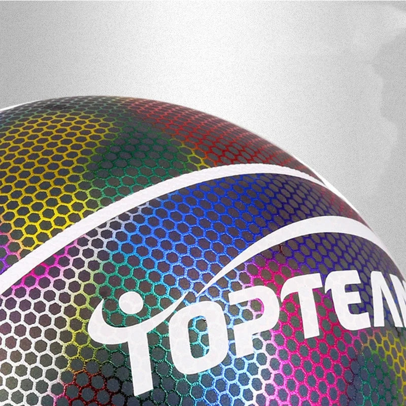 Taille 7 Basketball Holographic Luminous Reflective Avec Standard A Dult PU Matériau Design