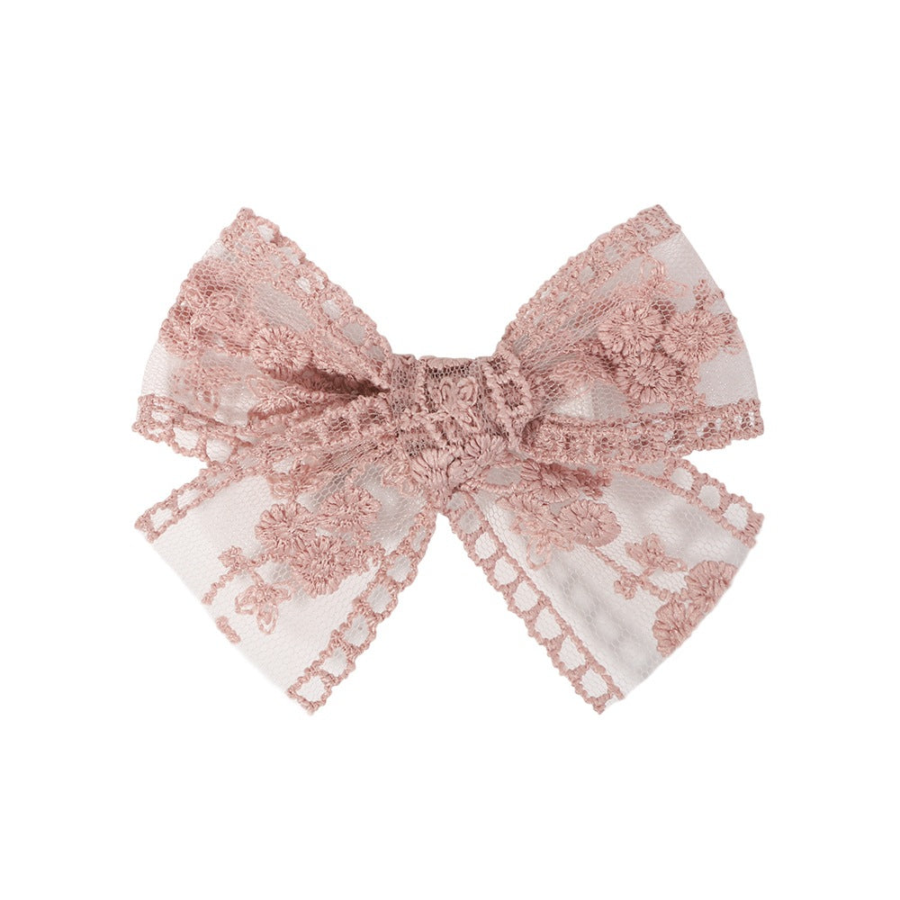 Barrettes de broderie en dentelle pour enfants Bow