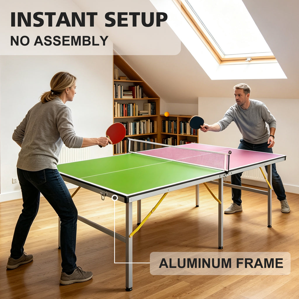 Table de tennis de table pliable et portable 6FT – Ensemble de table de ping-pong de taille moyenne pour jouer en intérieur