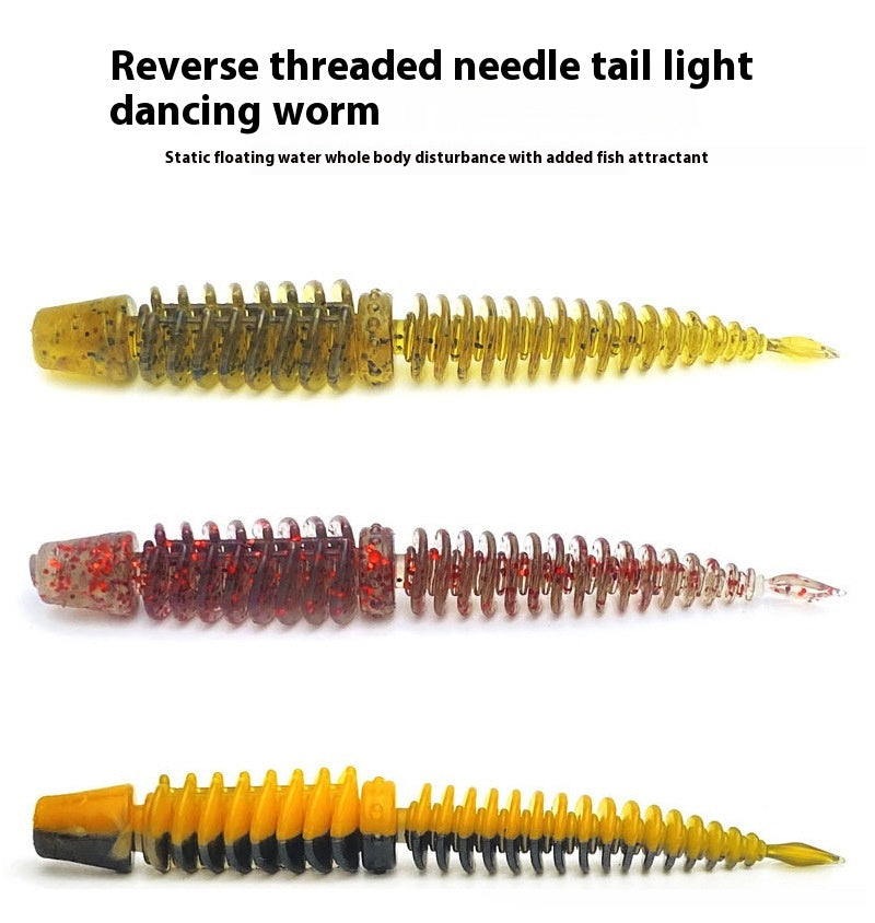 L'eau flottante statique Inverser l'aiguille filetée Tail Soft Bait Full Body Spoiler Soft Worm Bai