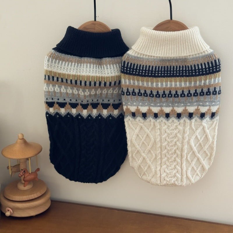 Chandails d'animaux de compagnie Cat Soft Fair Island Blue Sweater