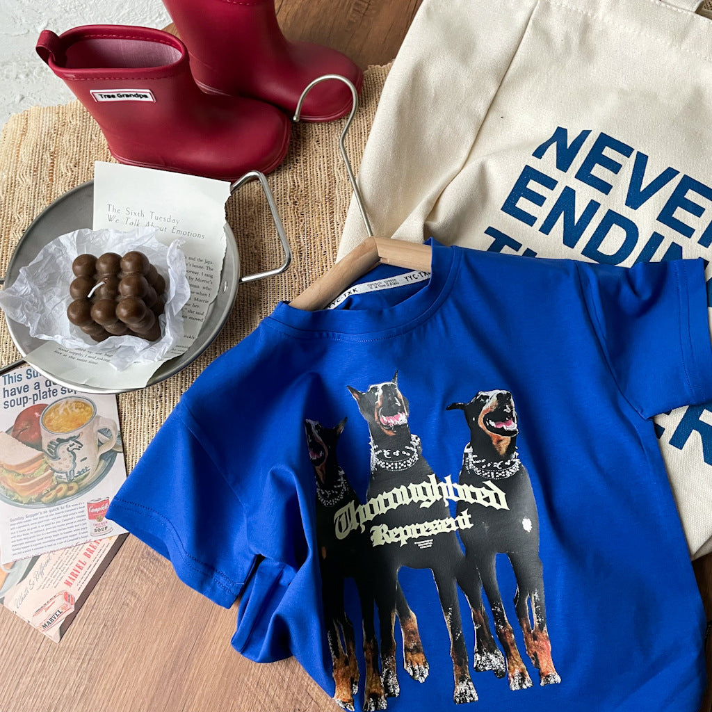 T-shirt tendance pour garçons Doberman Pinscher Casual