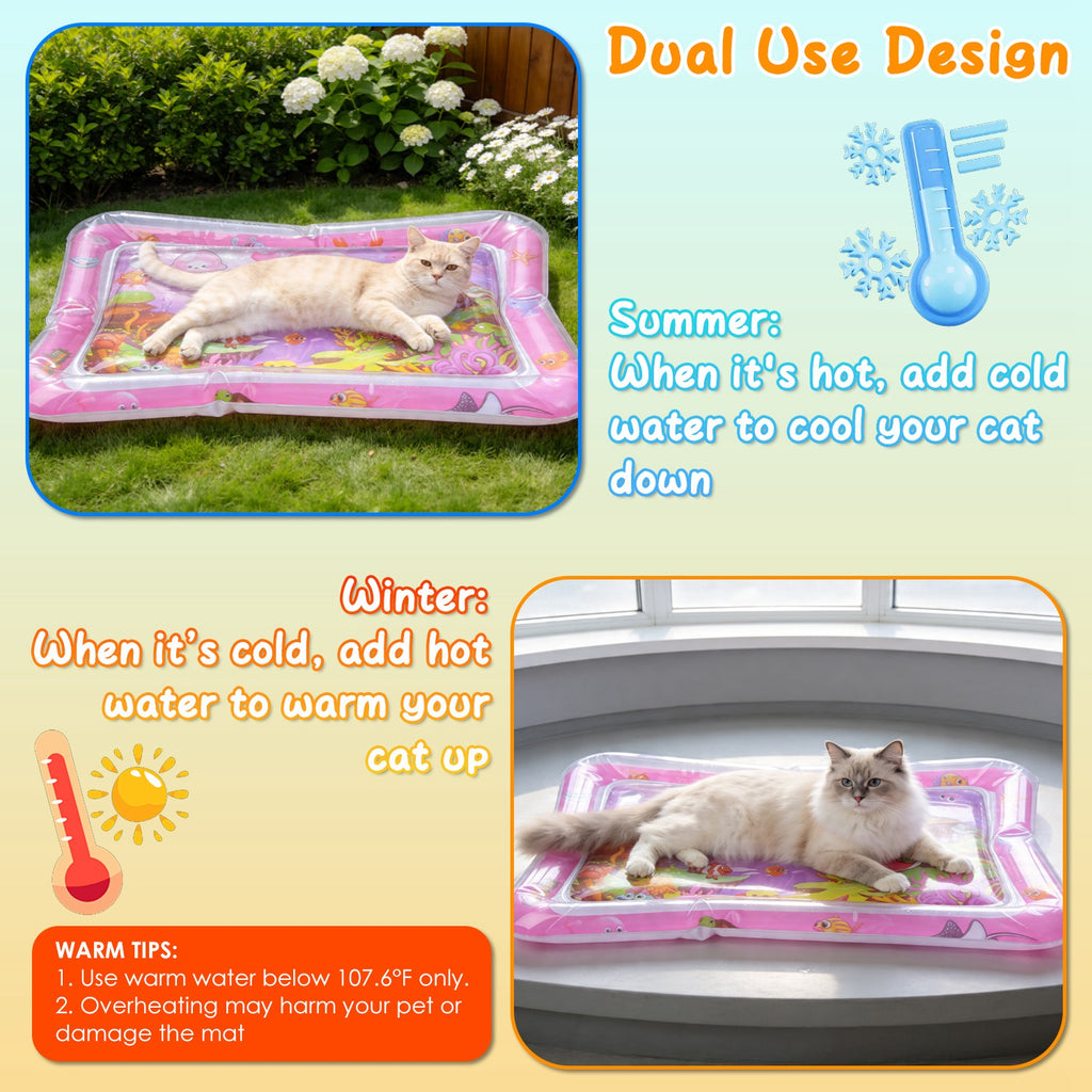 Mat d'eau chat interactif de jeu sensoriel avec des jouets flottants de poisson LED couleur changeant ligh