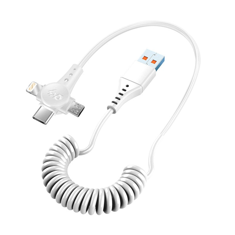 Fast Charging Spring Telescopic Data Cable One Drag Three Fast Charging Type-c