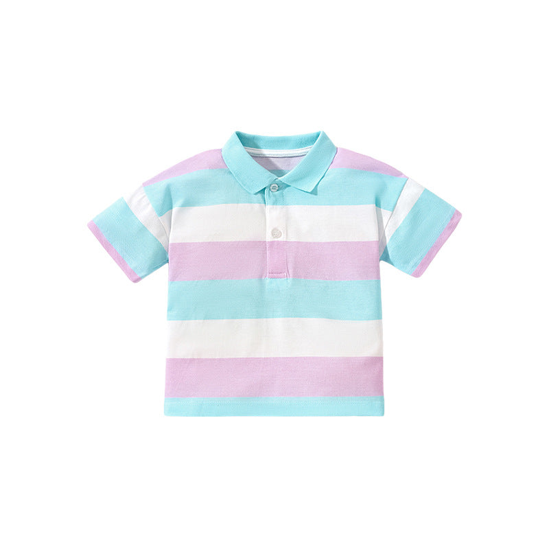 Polo Chemise manches courtes coton rayé garçon