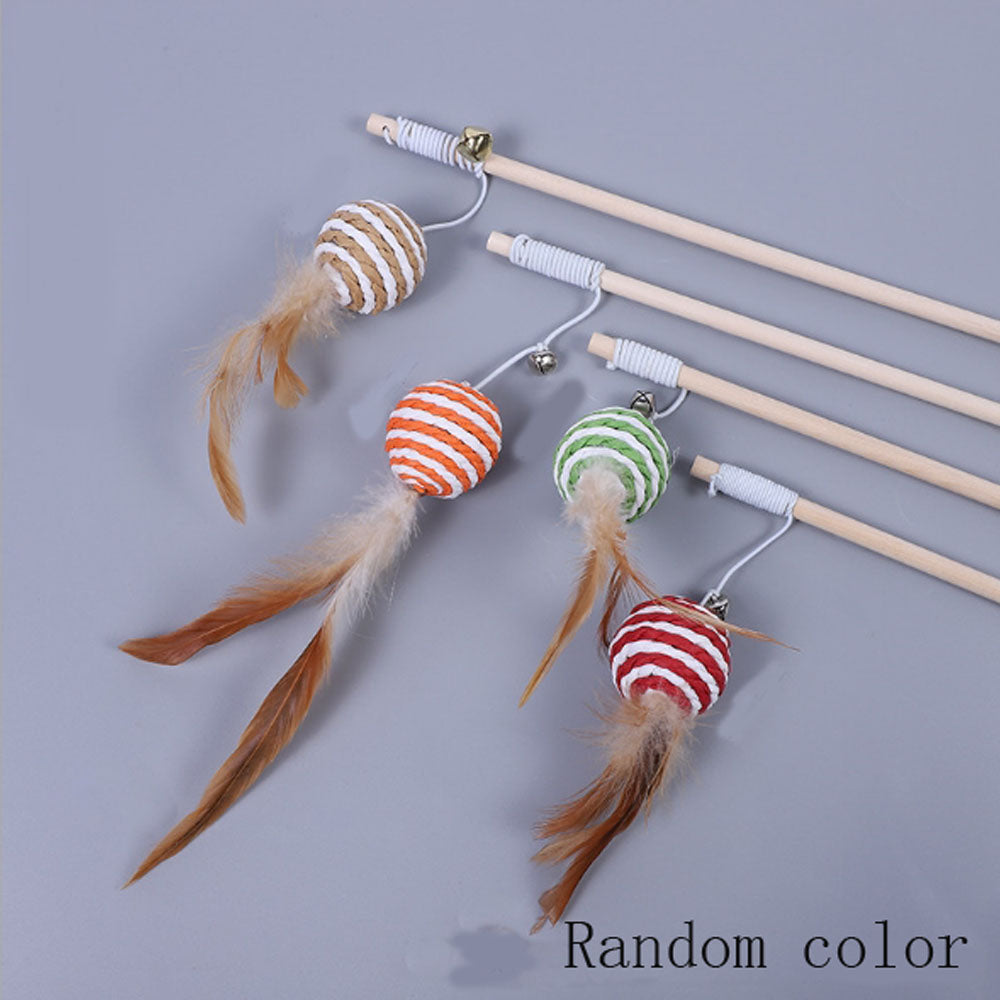 Pôle en bois Funny Cat Stick Toy d'origine bois fait main