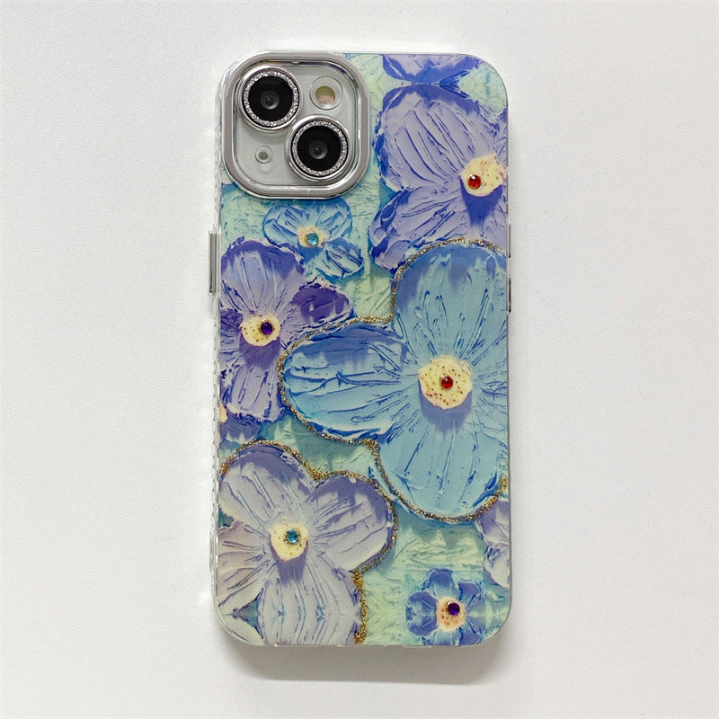 Bleu clair peinture à l'huile Flower Phone Case