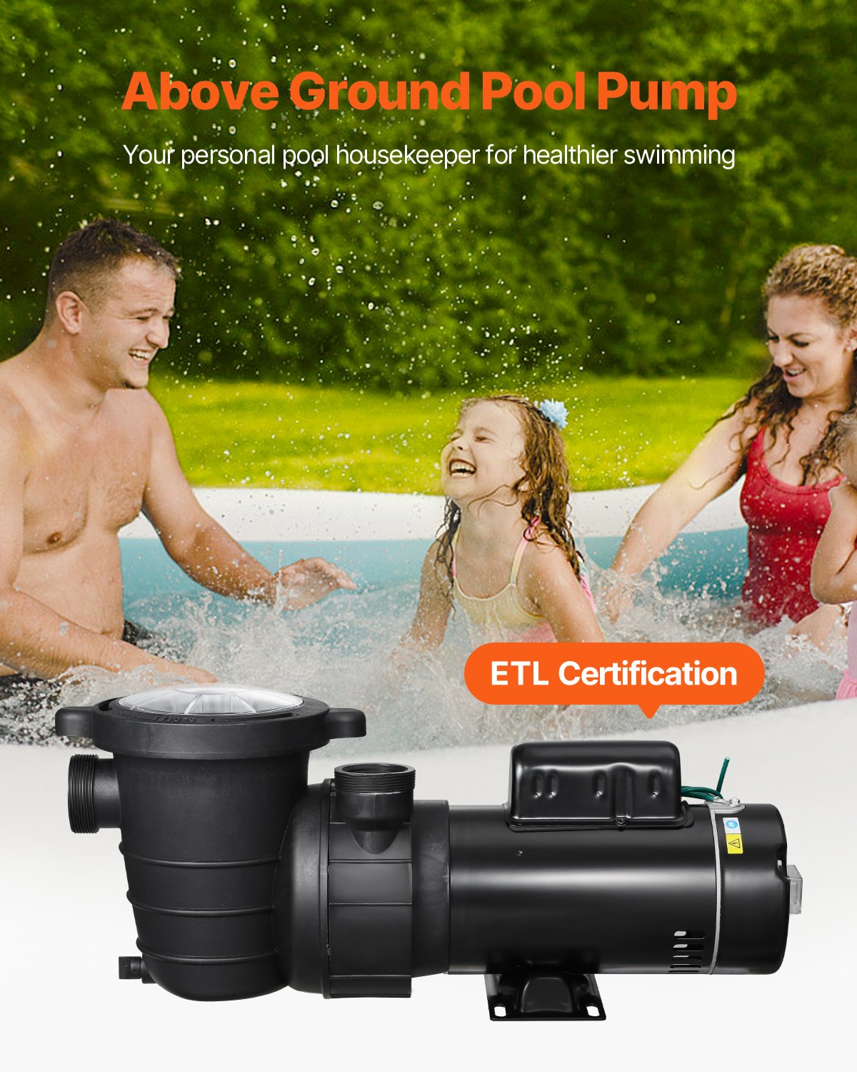 Pompe au-dessus du sol 2HP/0,44HP Pompe piscine double vitesse 118 GPM/57 GPM