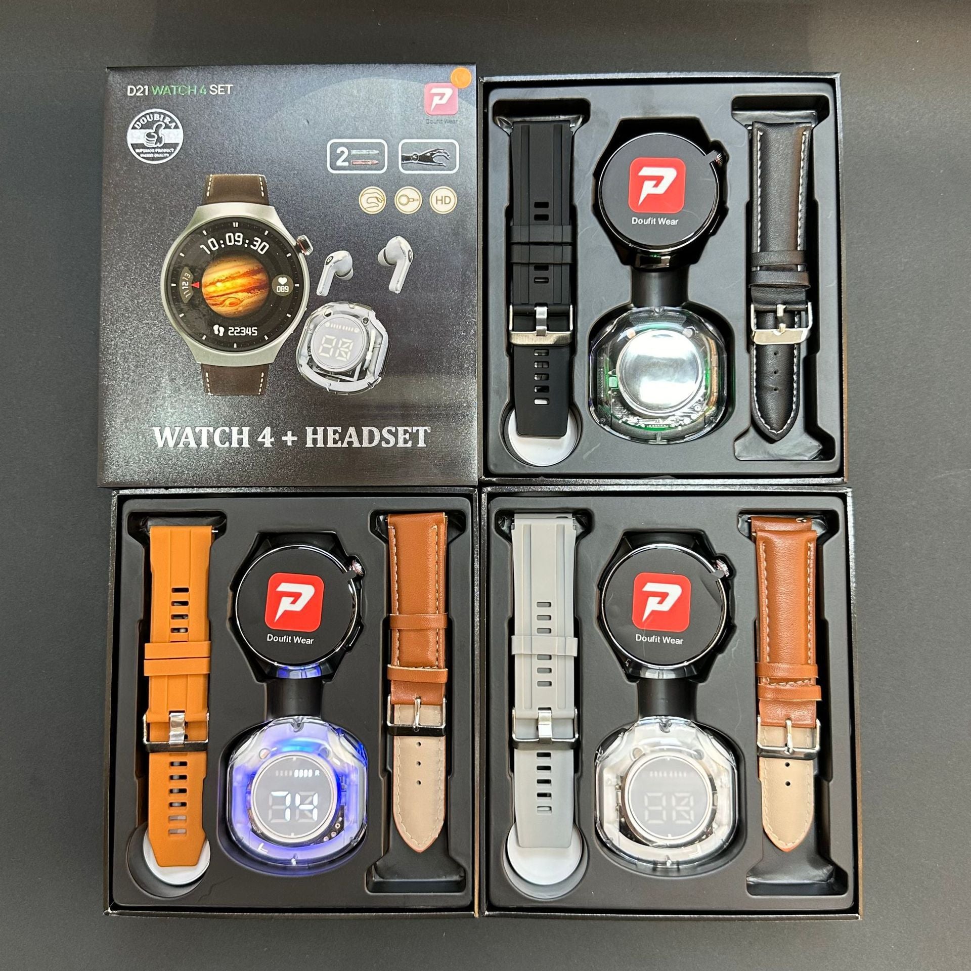 Smartwatch avec suivi d'étapes et notifications de messages à deux brins