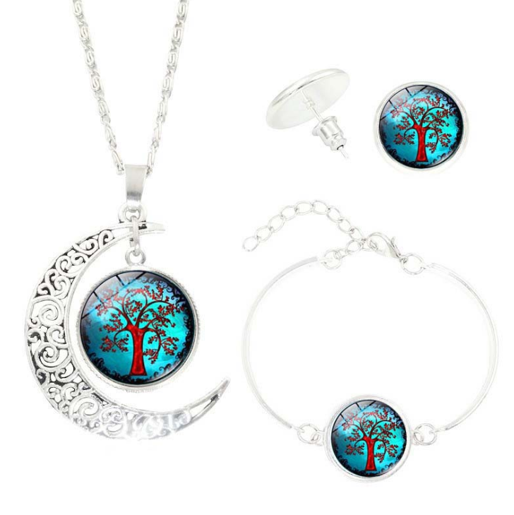 Boucles d'oreilles en pierre gemme de l'arbre de vie