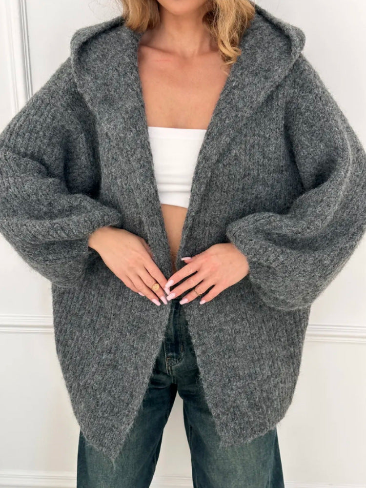 Chandail à capuchon long Chandail Cardigan épais
