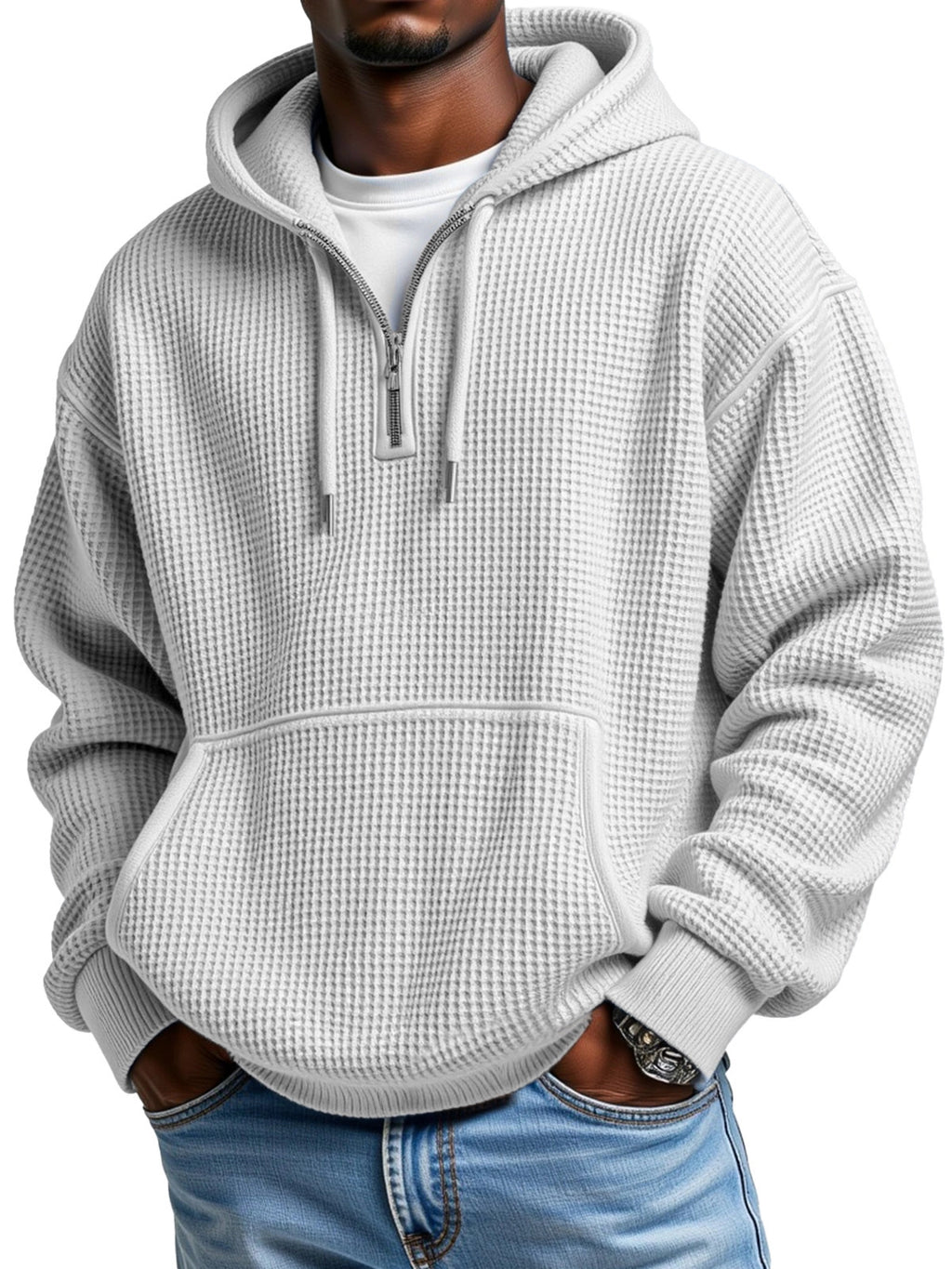 Autumn And Winter Amazon Independent Station Fashion Sports Trendy Brand Tops Waffle pour hommes