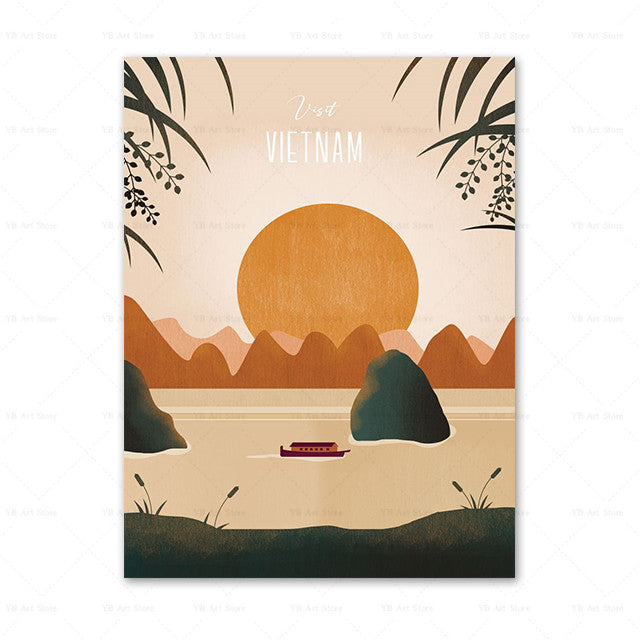 Affiche de voyage de la ville Peinture toile Art Décor