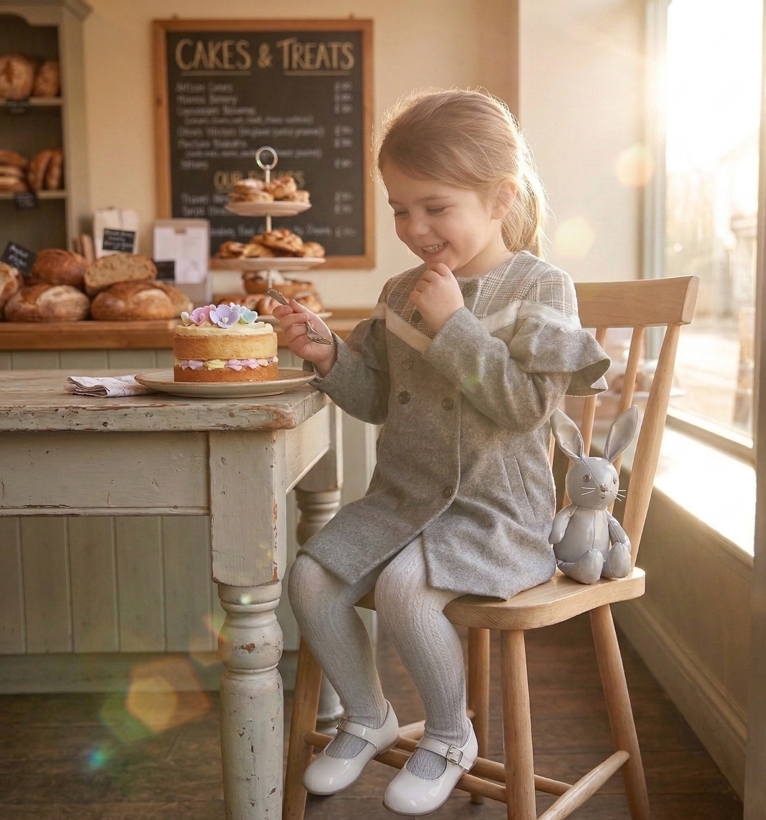 Robe de trench vintage filles 3-7Y British Style mélange de laine veste de printemps