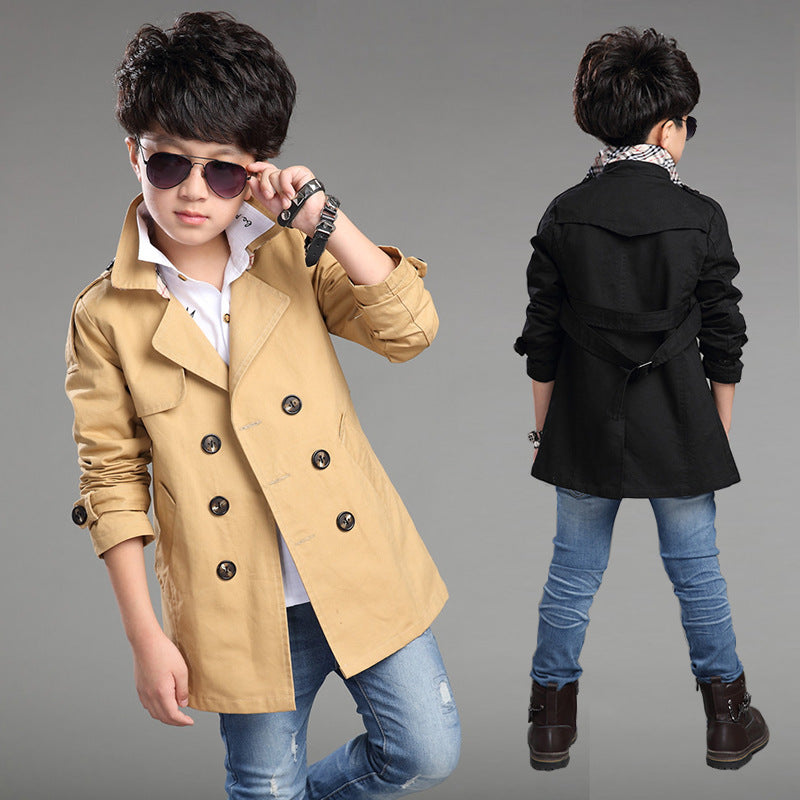 Mid-long Trend Casual Trench Coat pour garçons