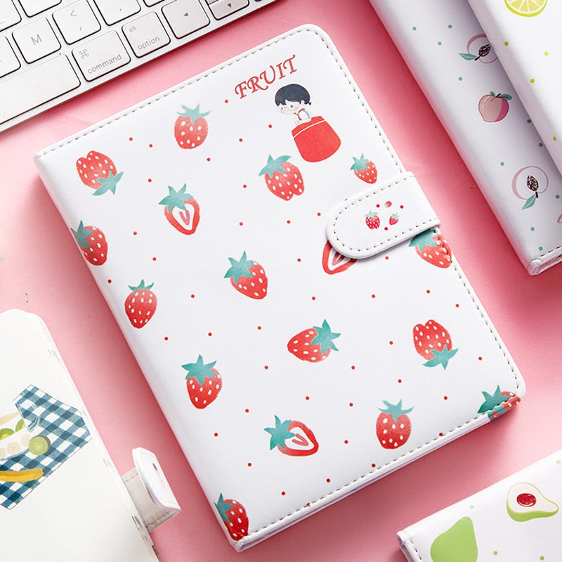 Fruit Print Notebook Planner Magnetic Buckle PU NoteBook Annuals Agenda Couleur Illustration