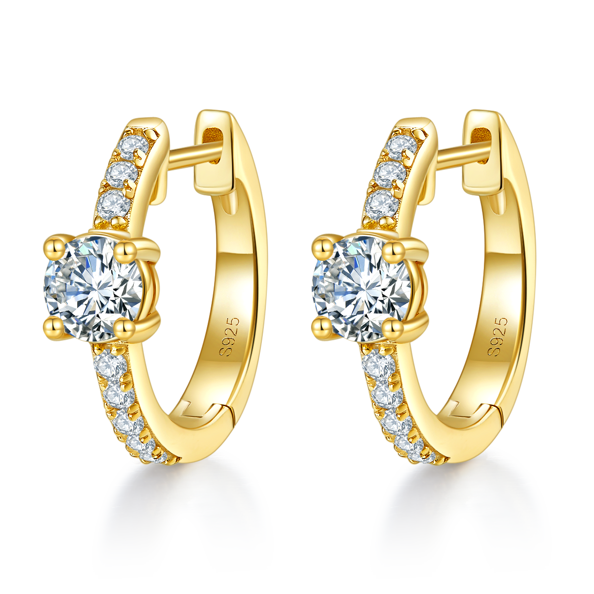 4.1g S925 Boucles d'oreilles en argent sterling de 5mm pour femmes Huggie Ho plaqué platine