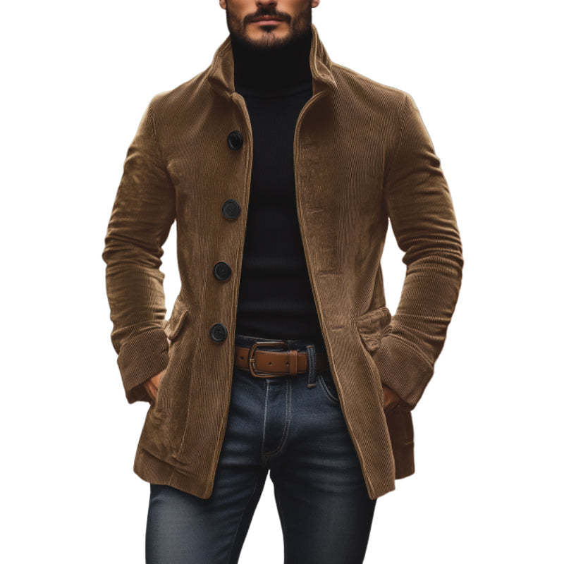 Veste pour homme Hiver Stand Collar Button-up Coat Casual Blazer Vêtements de dessus