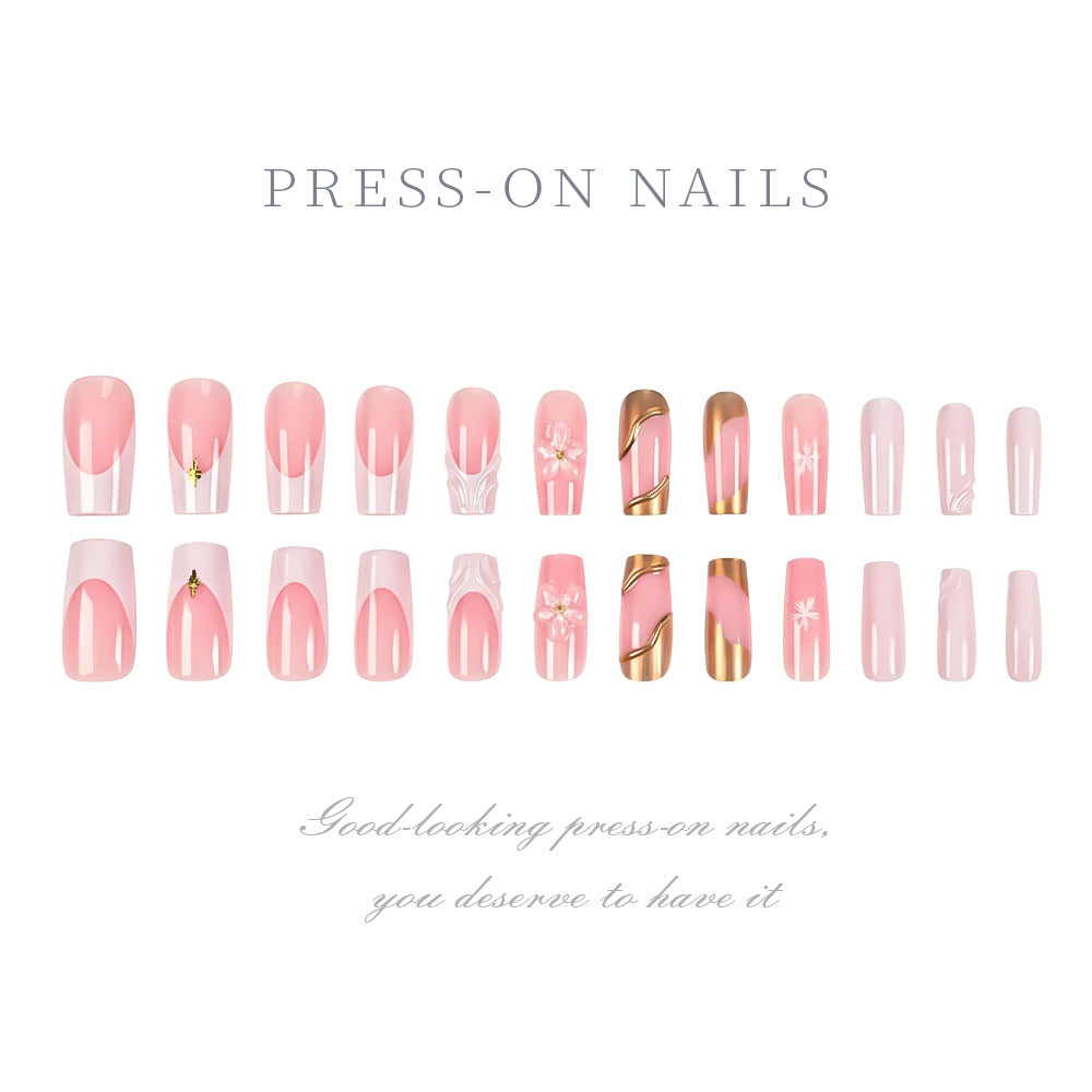 Conseils pour ongles artificiels en plaqué or floral en 24-pièces