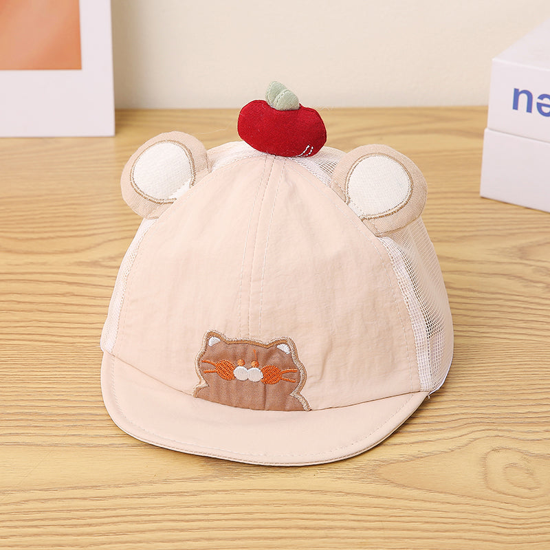 Cartoon pour enfants Chat brodé Patchwork décoratif Apple Tissu net Breat léger