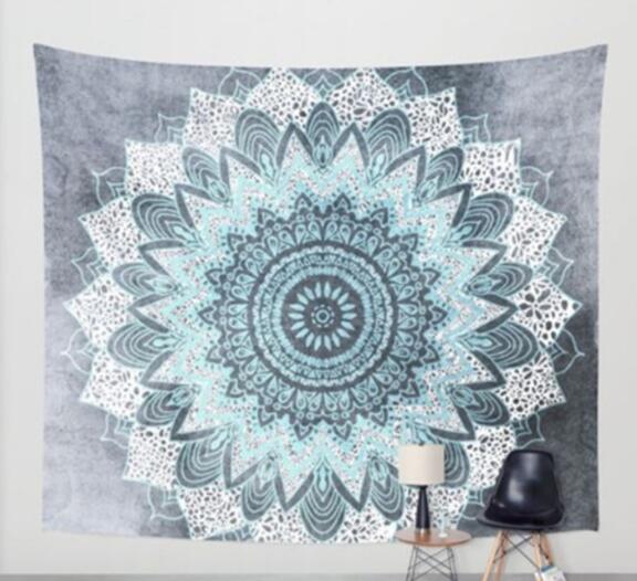 Indien Mandala Tapestry Vert Bleu Fleur Belle tapisserie murale 210x150cm Couverture de lit