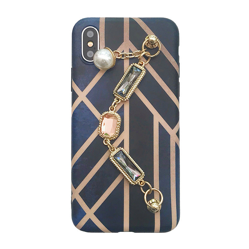 Boîtier de téléphone de bracelet en strass rhombus géométrique