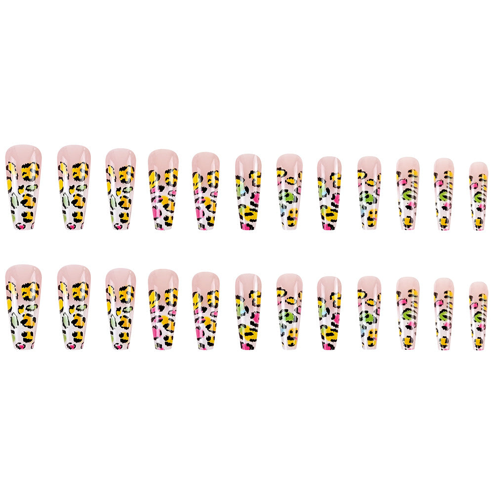24 pièces de modèle long style cercueil modèle Leopard français style presse Acrylique Nail Gradi