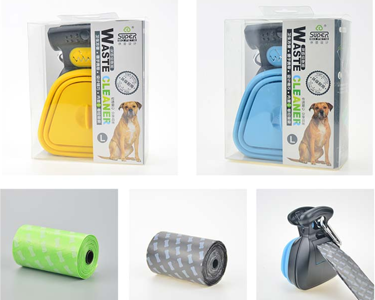 Chien Pet Travel Pooper pliable Scooper avec 1 rouleau de sacs décomposables Poop Scoop Clean Pick