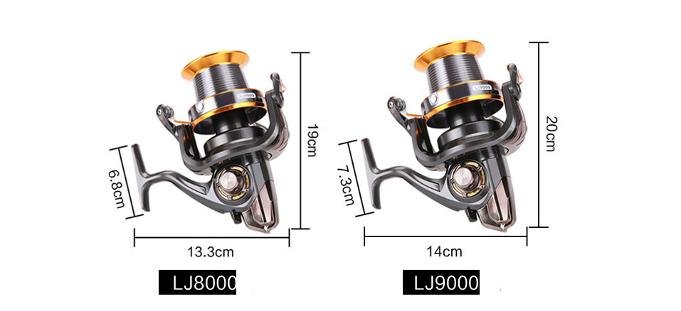 Roulette de pêche à longue distance de type 9000 roue tournante