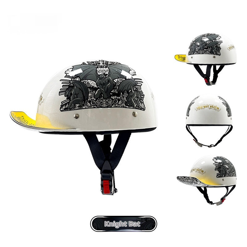 Casque Rétro Voiture électrique Femme Grande Chapeau Batterie Voiture d'équitation Casque universel