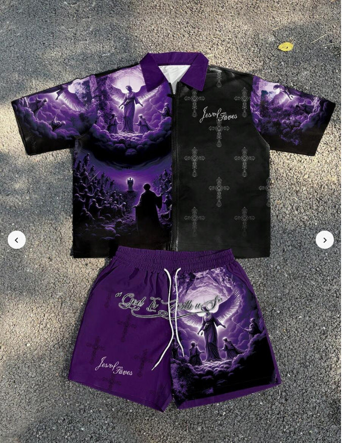 Ensemble de chemises Zip-Up Angel-Print