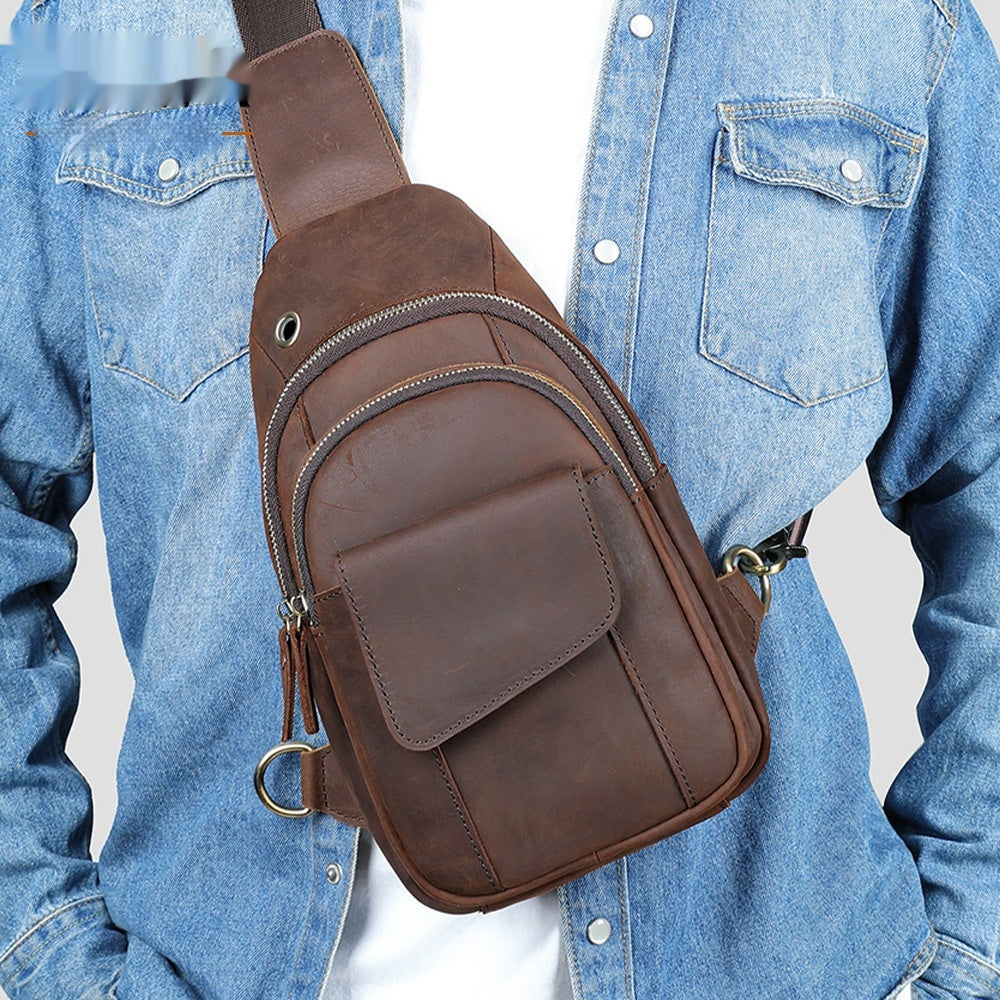Sac transversal vintage de grande capacité pour hommes