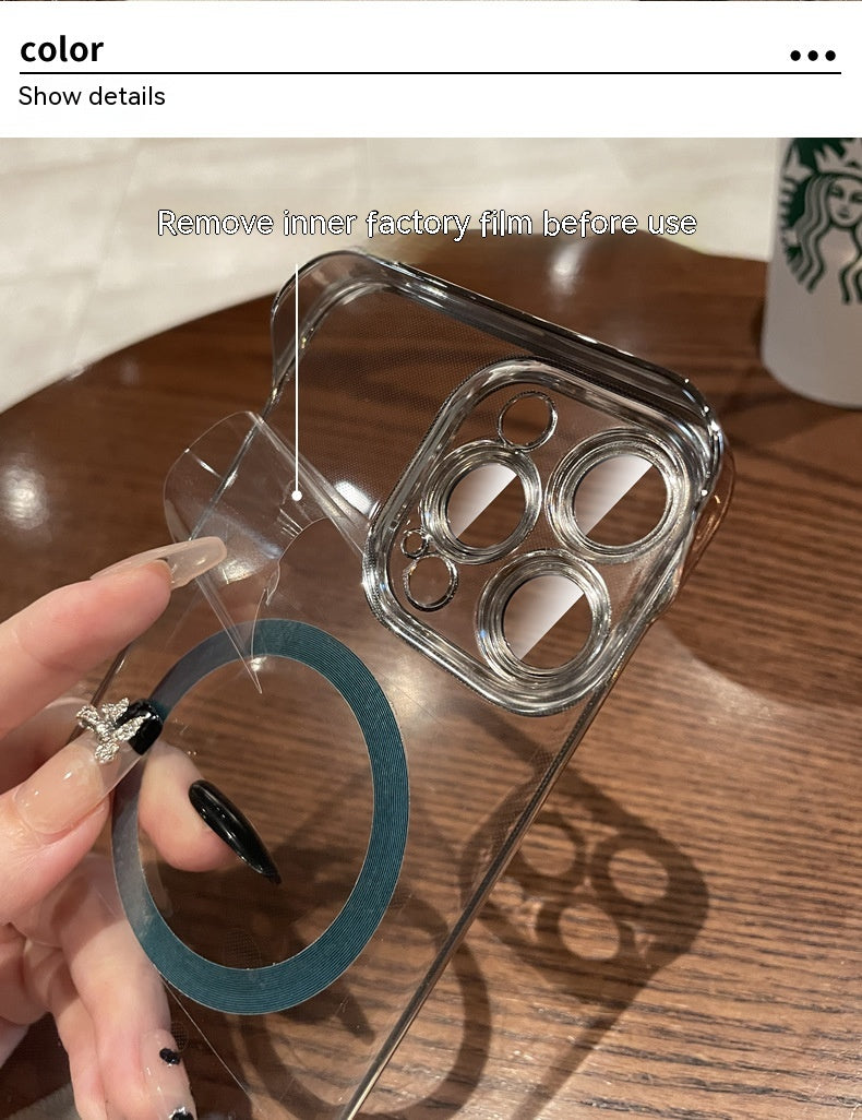 Étanche à la poussière en plastique Net Electroplating Frameless Phone Case I Magnetic Hard Shell