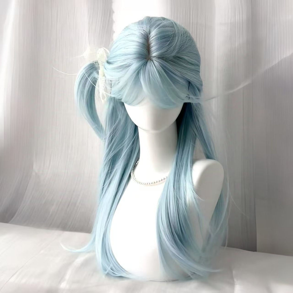 Long cheveux droit avec une frange atmosphérique naturelle