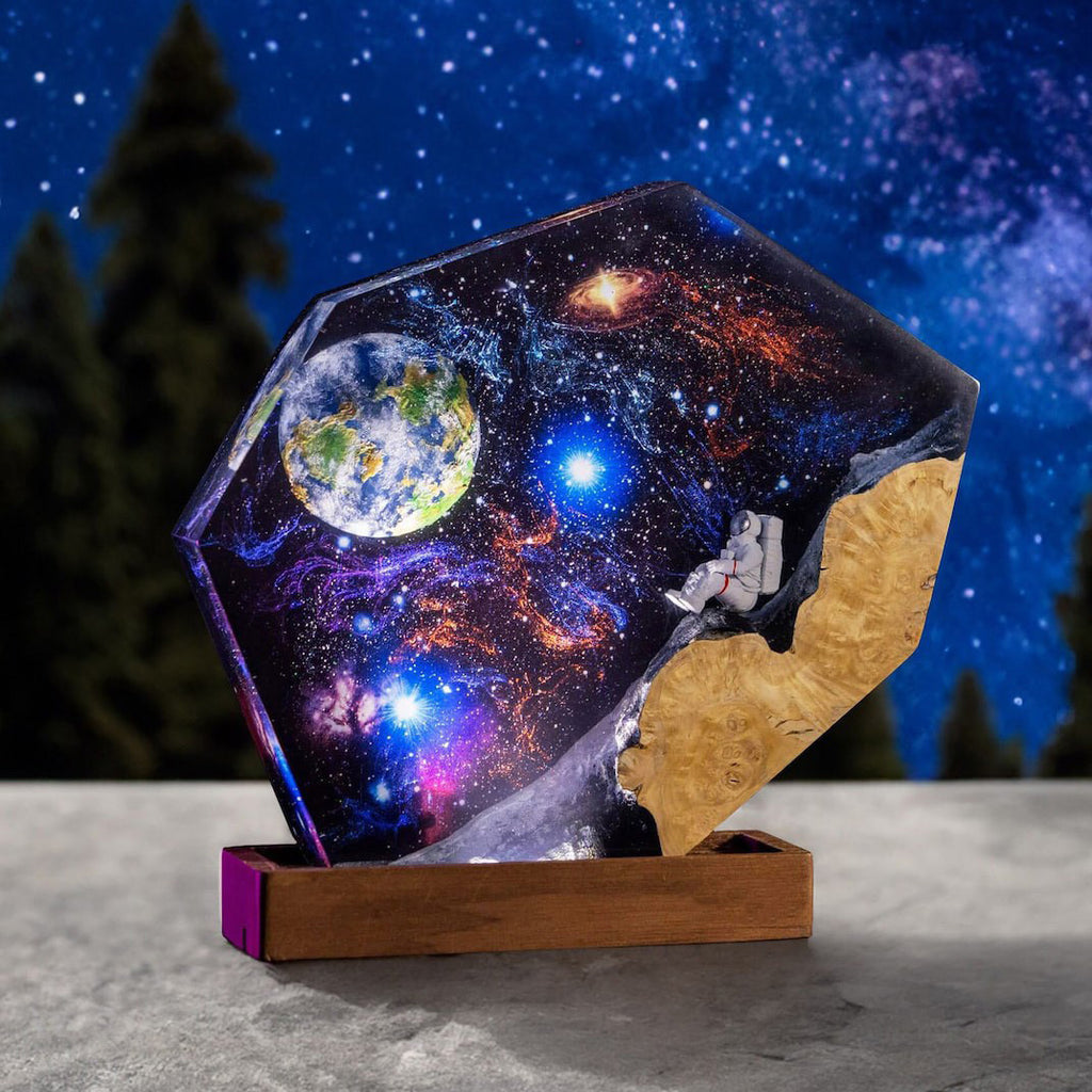 Interstellar Epoxy lampe espace Galaxy résine lumière de nuit en bois