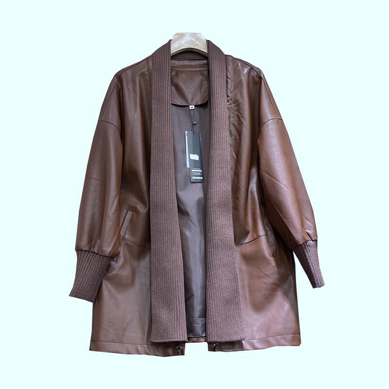 Manteau en cuir de mi-longueur femmes