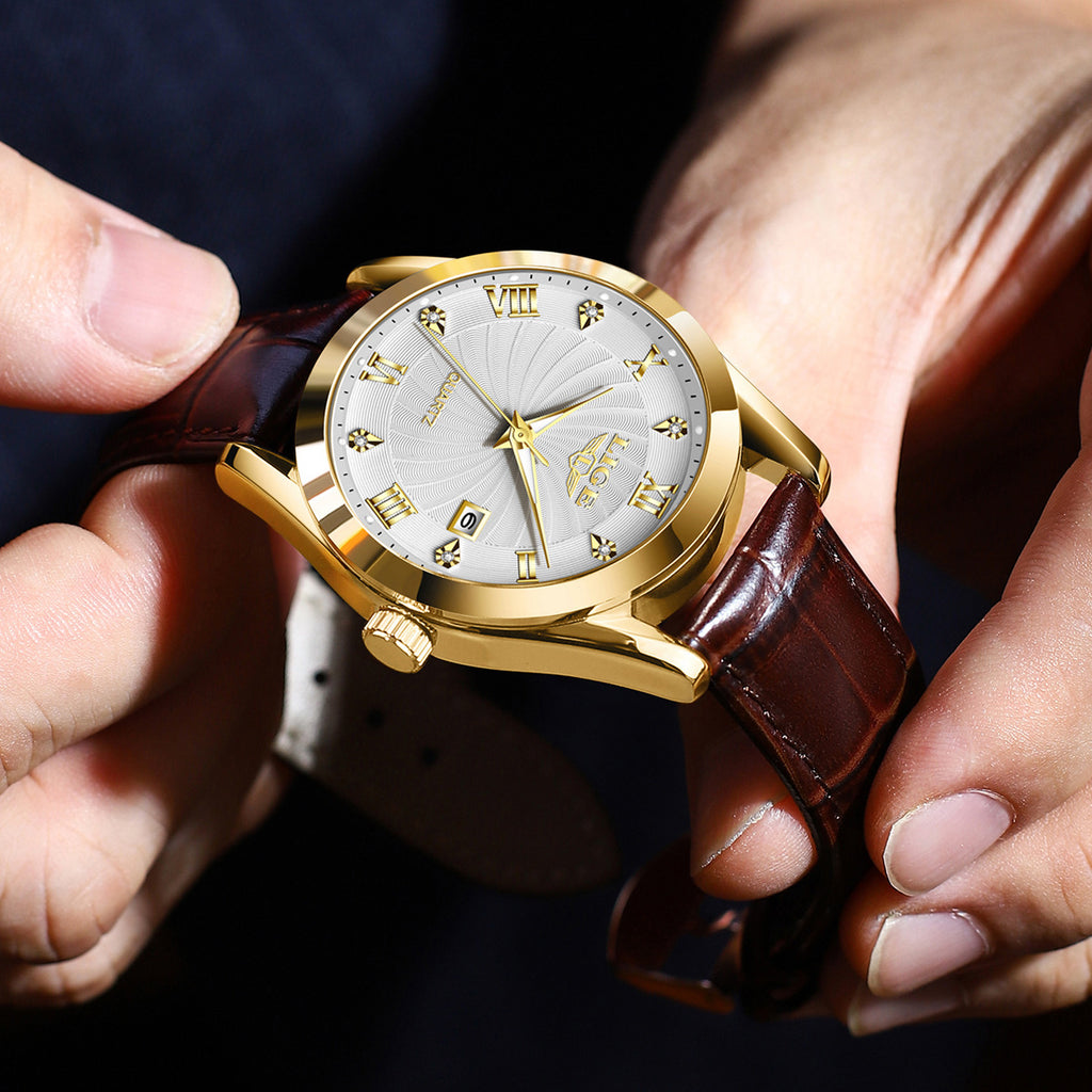 Men's Mid-Age and Elderly Fashionable Simple Waterproof Watch