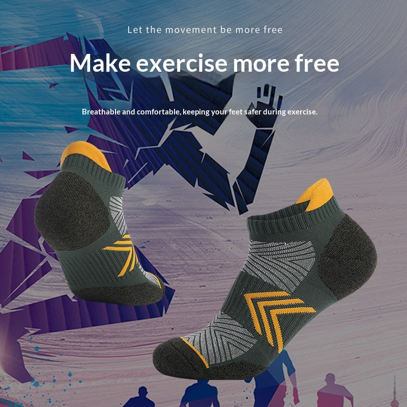 Chaussettes de course en coton peigné non glissantes qui emportent la sueur et gardent les pieds respirables
