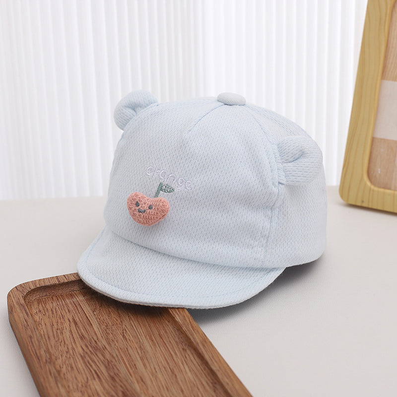 Printemps et été Mesh respirant bébé doux Brimmed Bow Cap lettres brodées Cute Cherr